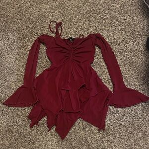 Current Mood Deep Red Ruched Top